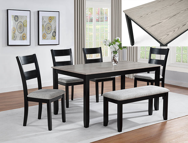 LESTER DINING W/BENCH L.GREY