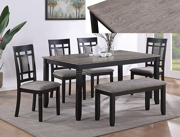 PAIGE DINING SET W/BENCH L.GREY