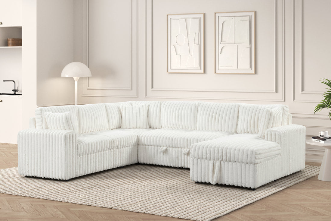 Forever Beige Sectional With Pull-Out Bed **NEW ARRIVAL