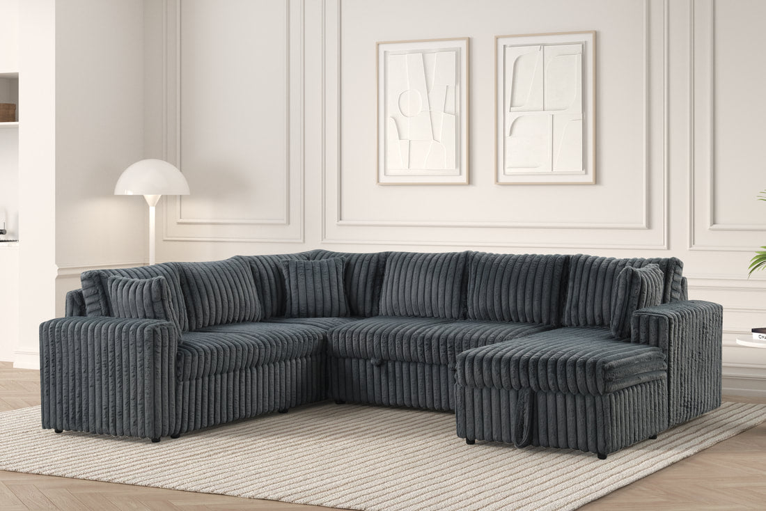Forever Charcoal Sectional With Pull-Out Bed **NEW ARRIVAL