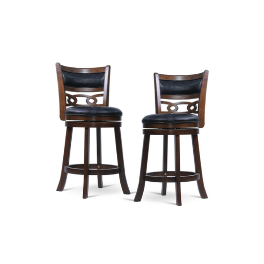 SH1155BRN-24 24" COUNTER SWIVEL STOOL W/BLACK PU SEAT - Set of 2