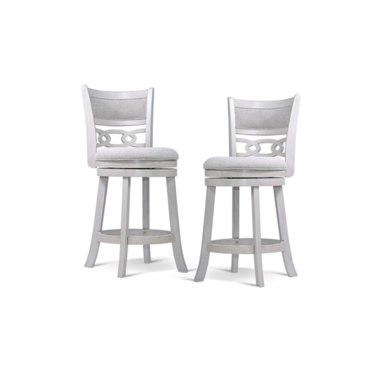 SH1155WHT-24 24" COUNTER SWIVEL STOOL W/ GRAY FABRIC SEAT - Set of 2