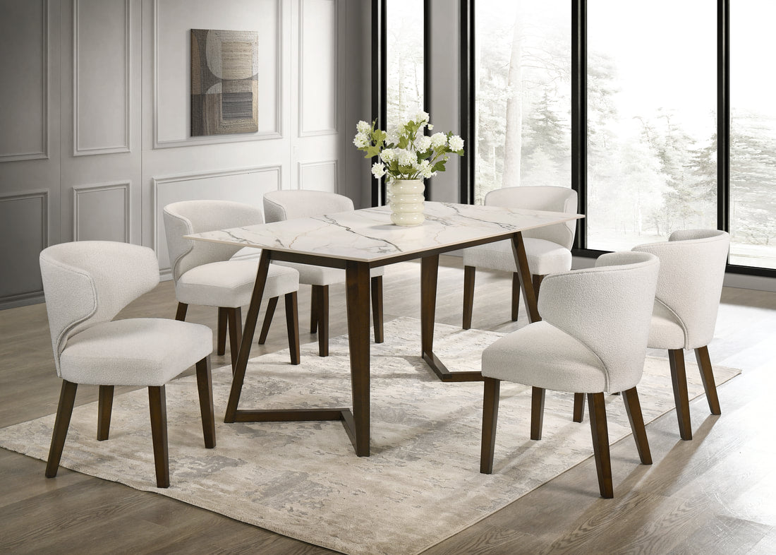 Hamilton WHITE Dining Table + 6 Chair Set