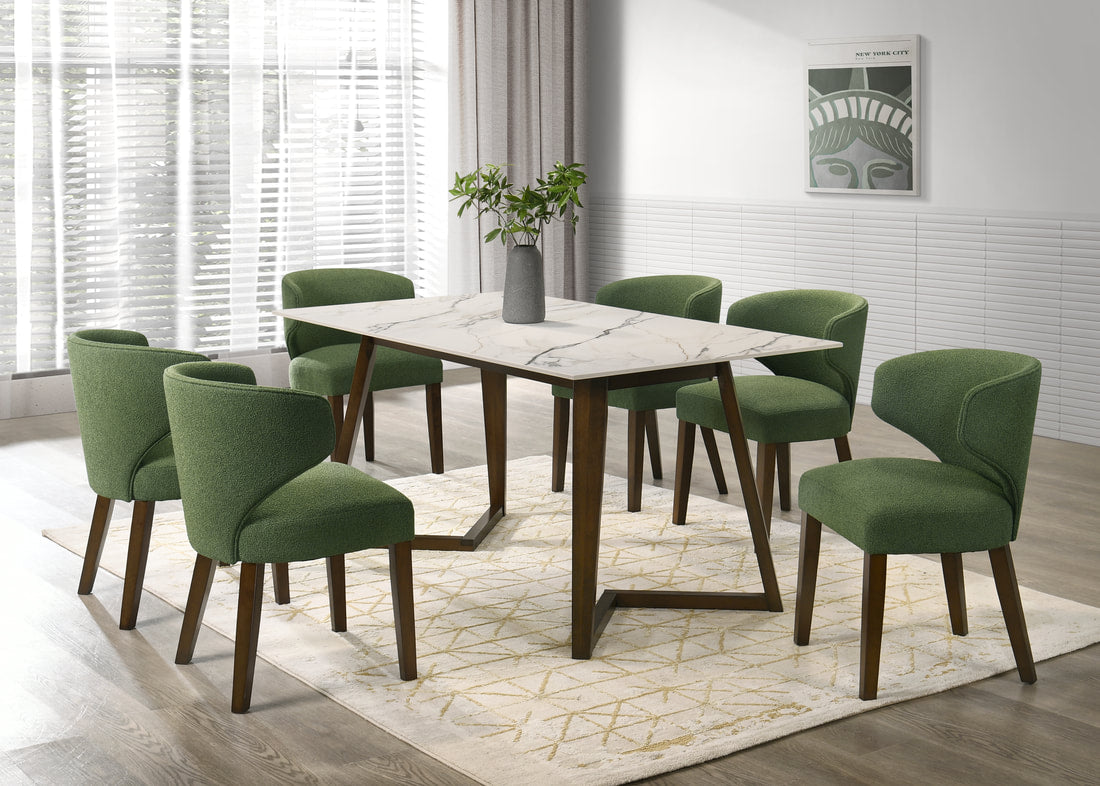 Hamilton Green Dining Table + 6 Chair Set