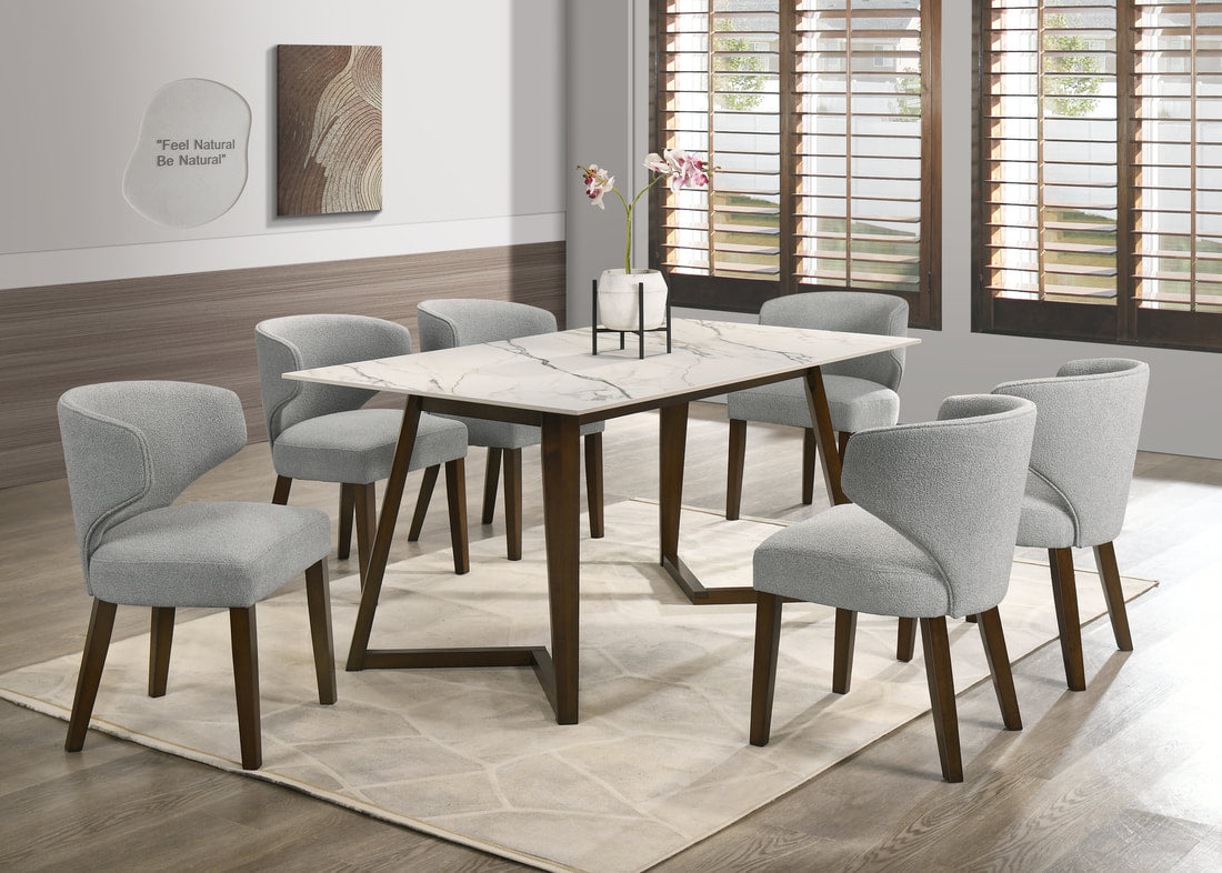 Hamilton White/Gray Dining Table + 6 Chair Set