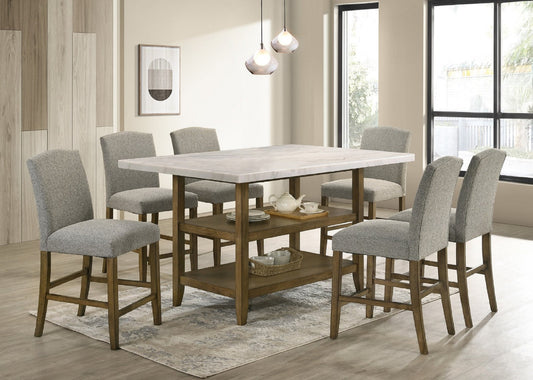 Lola20 - (GENUINE MARBLE) Table & 6-Chairs