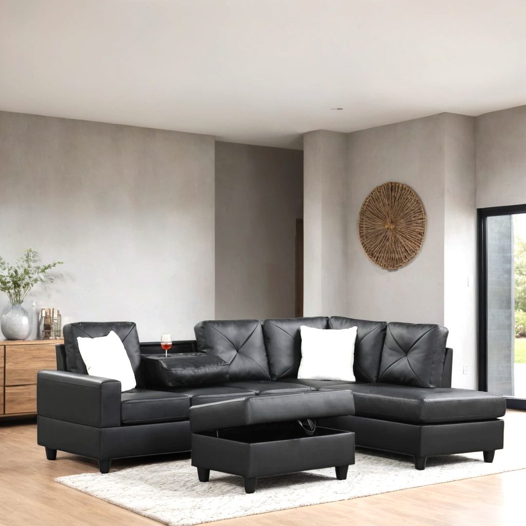 Rocket PU Reversible Sectional Black