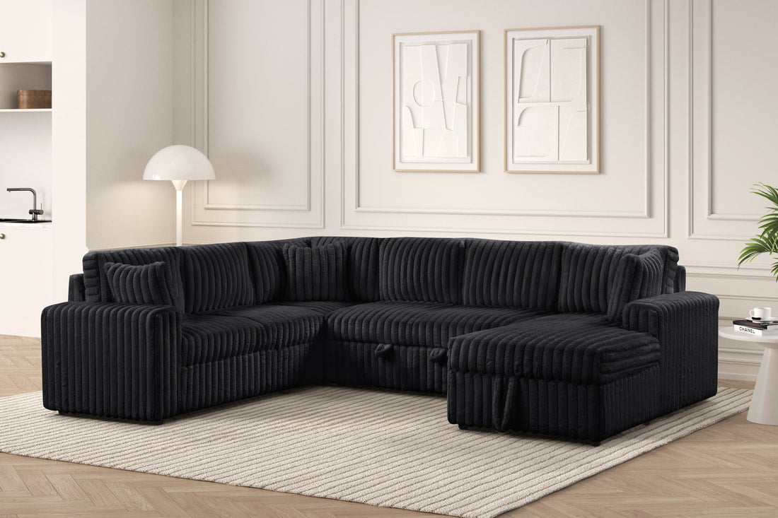 Forever Black Sectional With Pull-Out Bed **NEW ARRIVAL