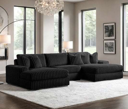 XL SUNDAY2 - Black 3PC Sectional
