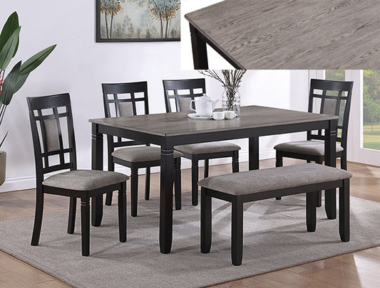 PAIGE DINING SET W/BENCH L.GREY