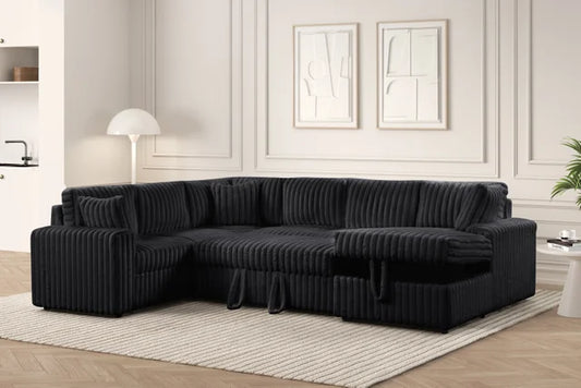 Forever Black Sectional With Pull-Out Bed **NEW ARRIVAL