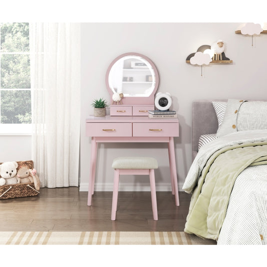 4565PK Vanity Dresser with Mirror and Stool