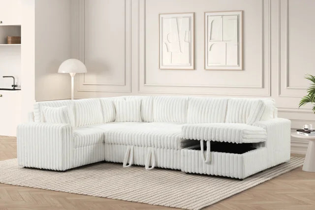 Forever Beige Sectional With Pull-Out Bed **NEW ARRIVAL