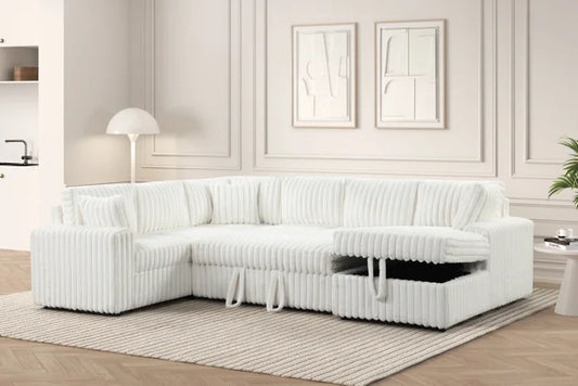 Forever Beige Sectional With Pull-Out Bed **NEW ARRIVAL