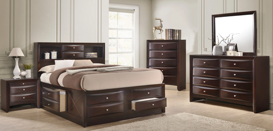 Emily in Cherry Queen 5 Piece bedroom Set