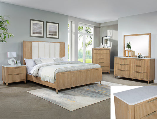 Kara Natural 5 Piece Bedroom Set