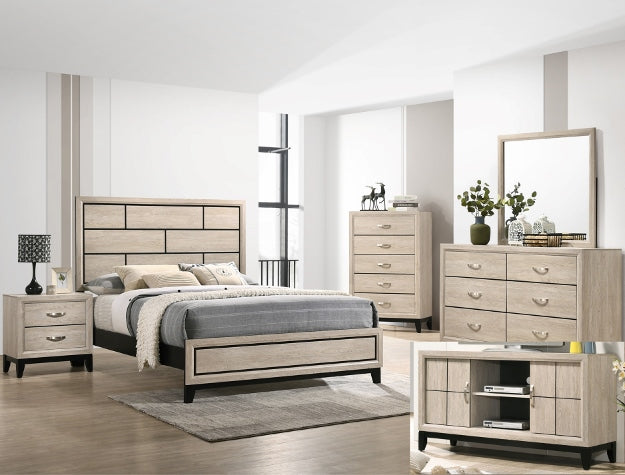 Akerson Cream 5 Piece Bedroom Set