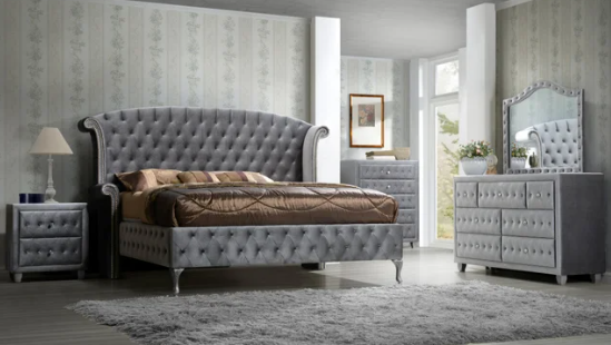 Diamond Palace Gray Bedroom Set King ONLY