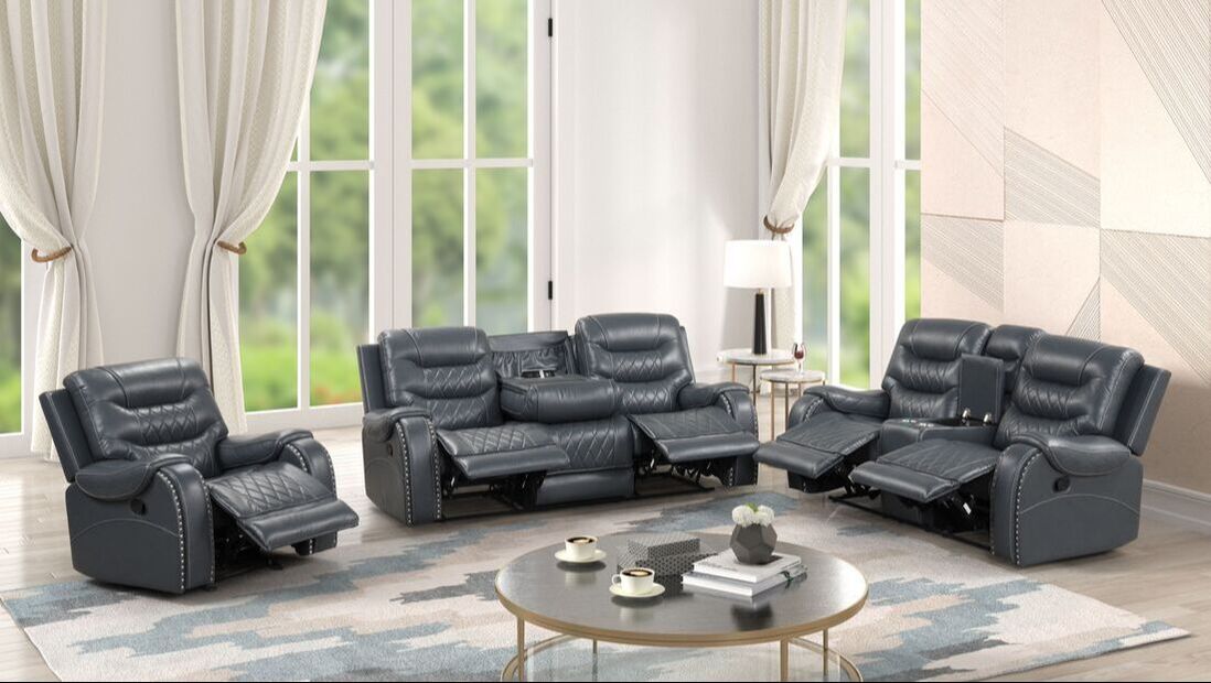 Ashley 2.0 OVERSIZED Blue-Gray 3PC Reclining Set