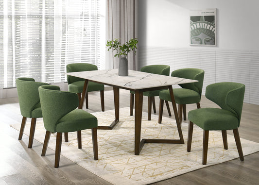 Hamilton Green Dining Table + 6 Chair Set