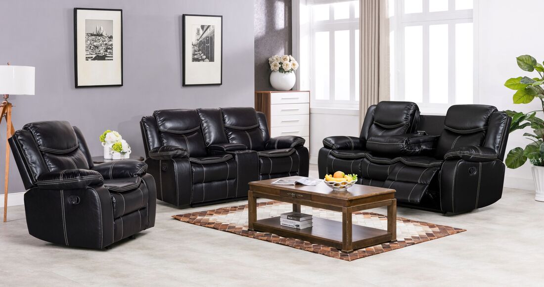 Reno Black - 3PC Reclining Set