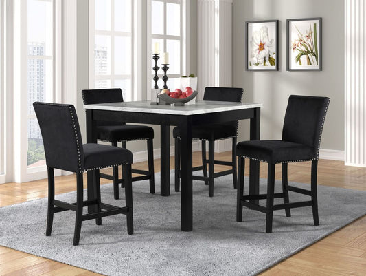 Dior - Black Pub Table + 4 Chair Set