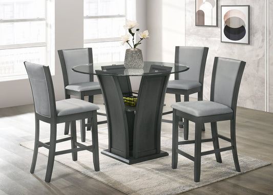 Orlando - Grey Pub Table + 4 Chair Set