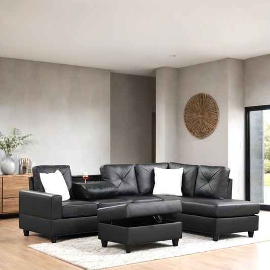 Rocket PU Reversible Sectional Black