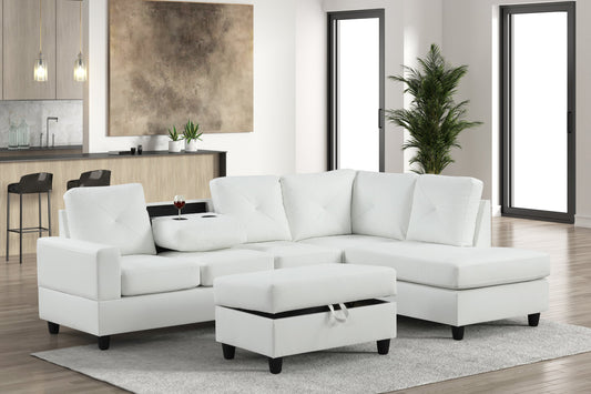 Rocket PU Reversible Sectional White