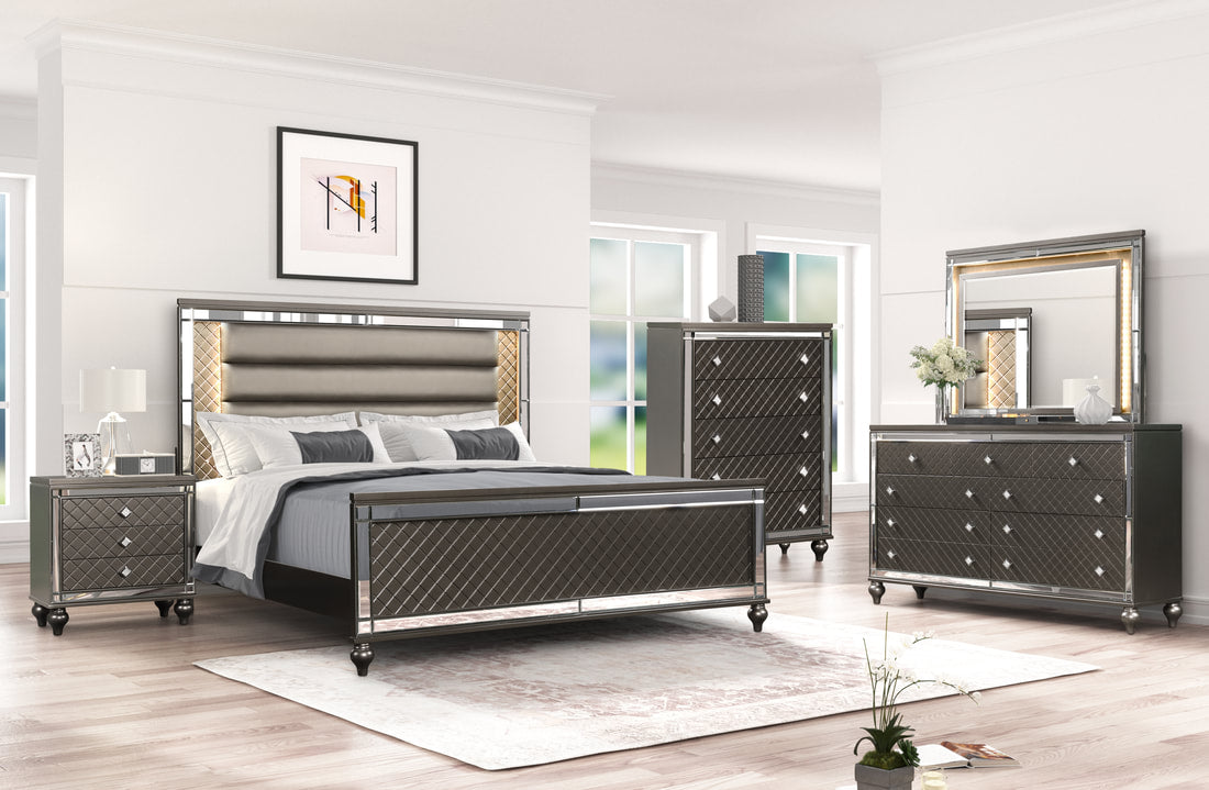 Stars Charcoal - 5PC Bedroom Set Queen/King