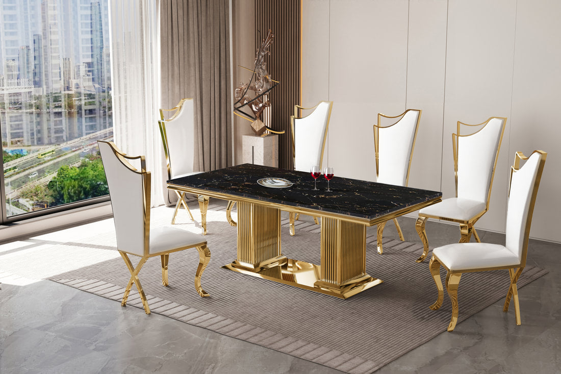 D7071 - Dining Table + 6 Chair Set