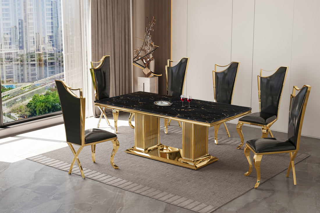 D7072 - Dining Table + 6 Chair Set